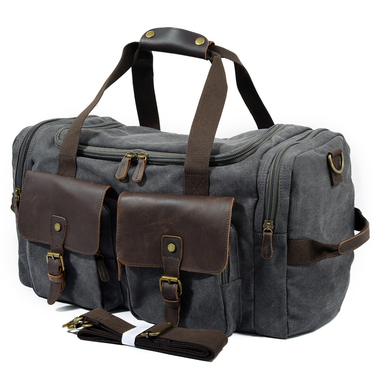 David - Herre duffelbag i kanvas i skinn