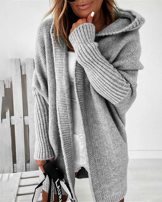 Ensfarget cardigan med flaggermushette