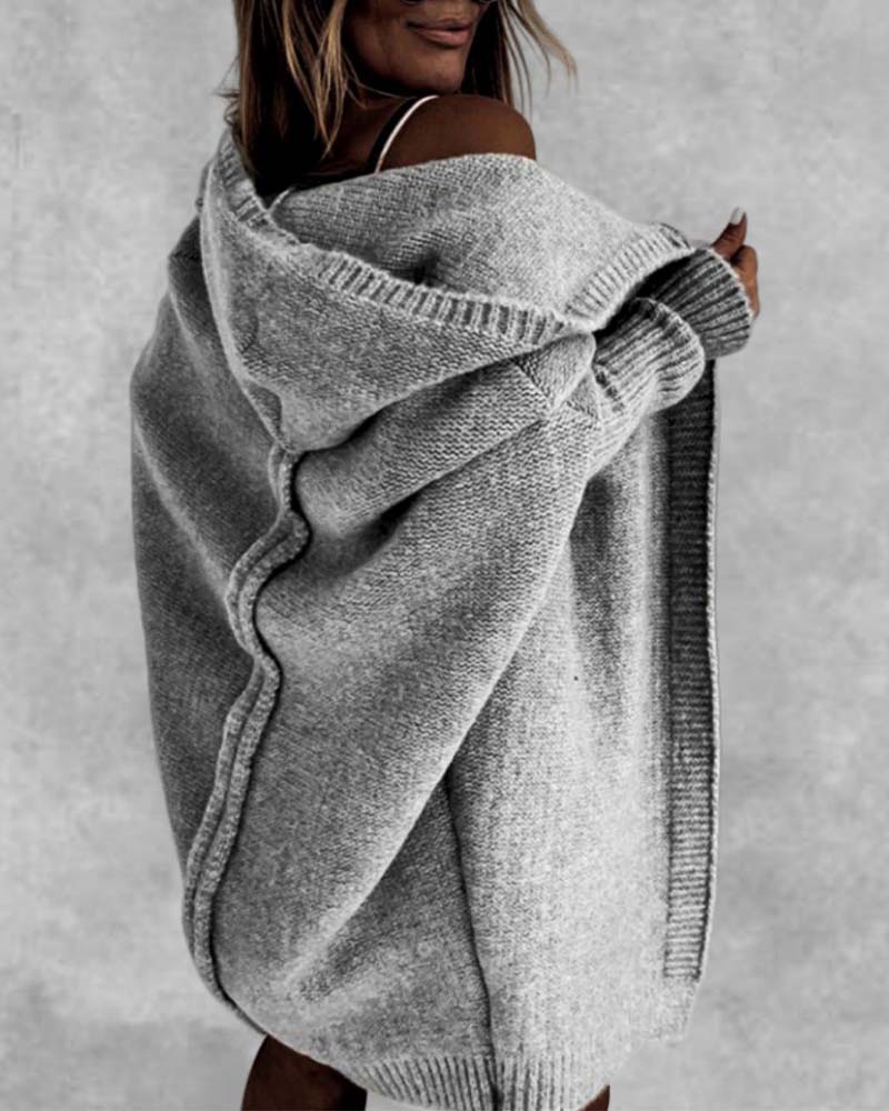 Ensfarget cardigan med flaggermushette