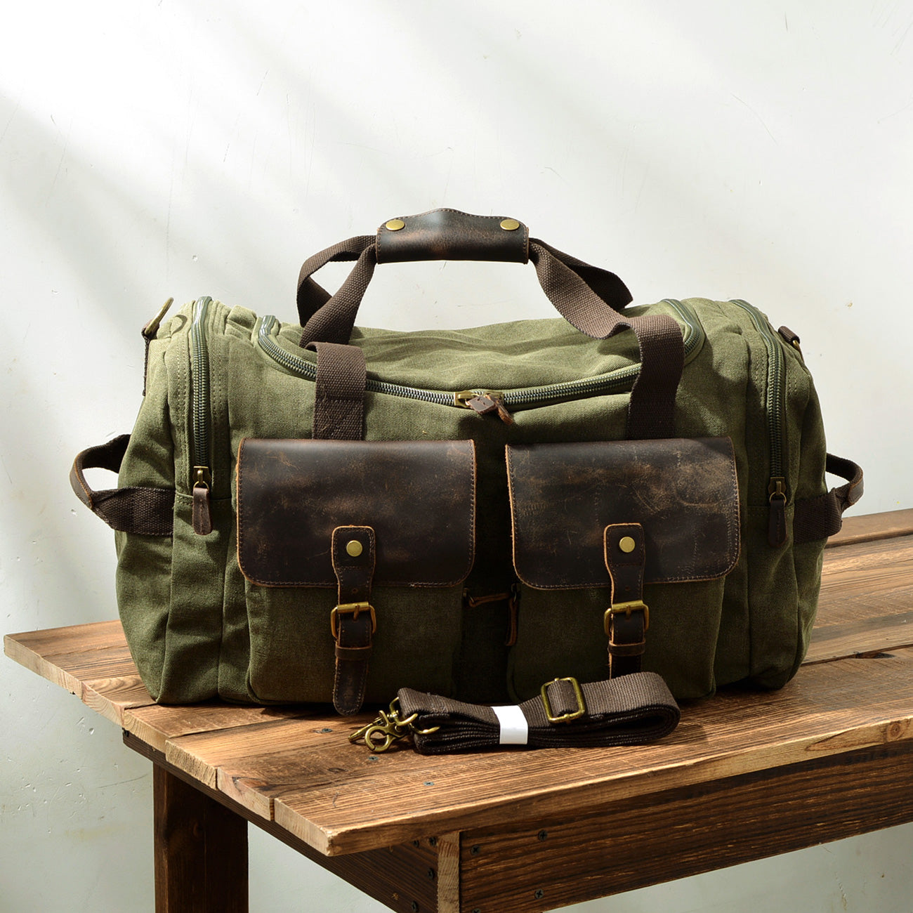 David - Herre duffelbag i kanvas i skinn