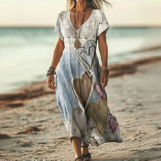 Vintage Kjole Med Hjertetrykk