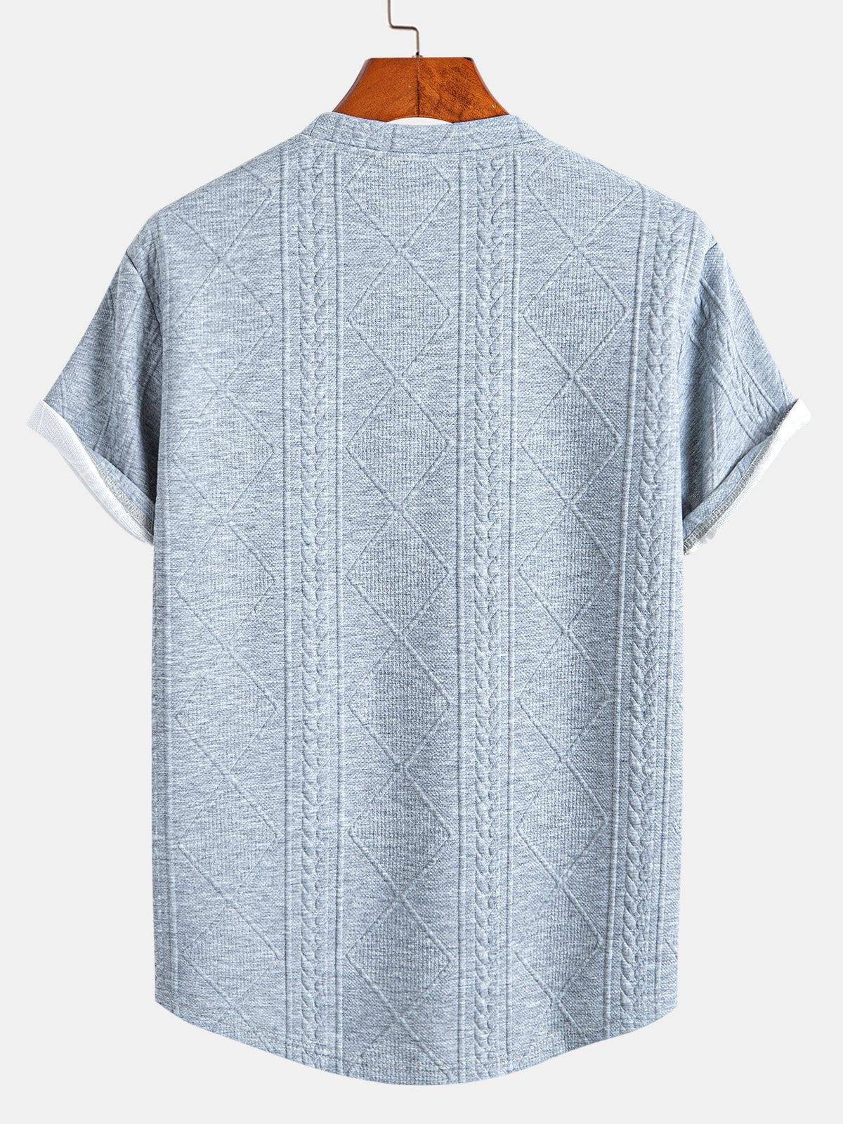 Kortermet geometrisk jacquard buet kant T-skjorte og shorts