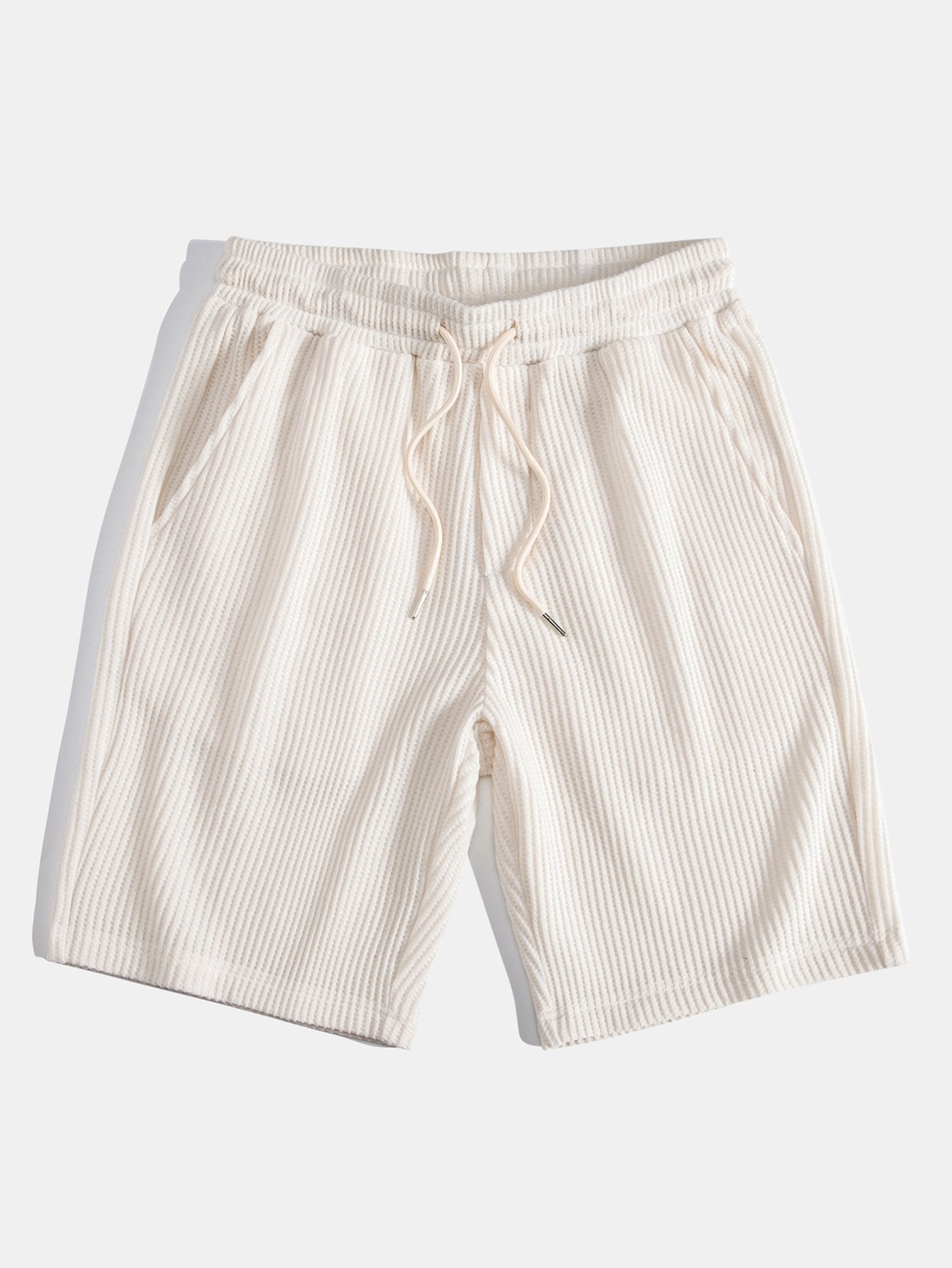 Vaffel-knappet skjorte og trekkkoord vaffelshorts