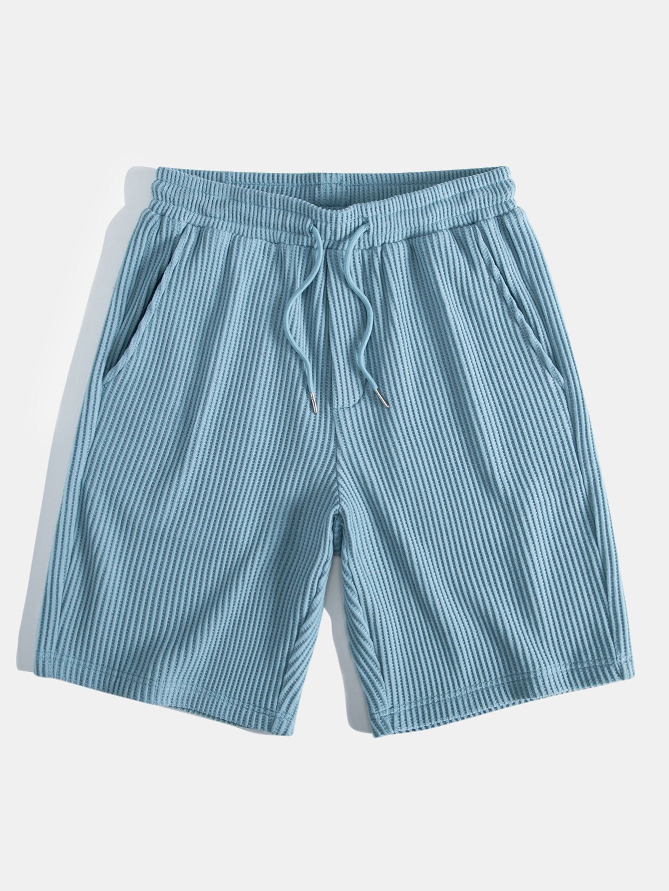 Vaffel-knappet skjorte og trekkkoord vaffelshorts