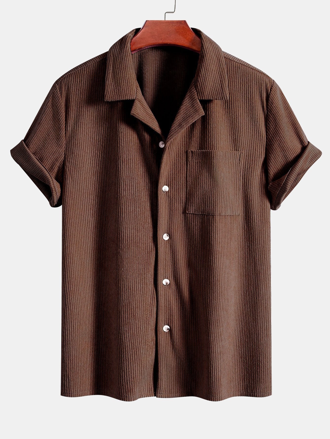 Kortermet korduroy cubansk skjorte og shorts