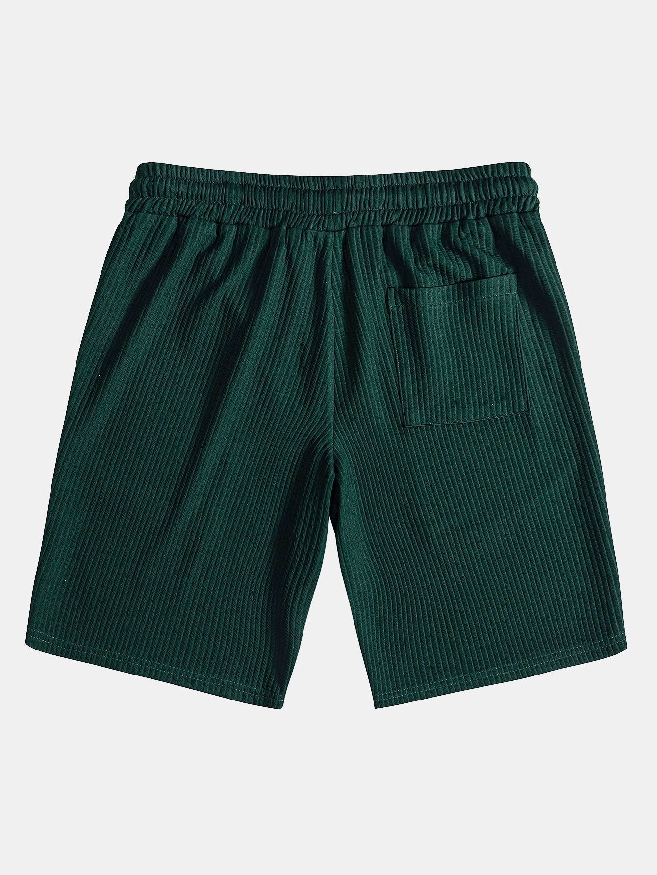 Muskelpassform ribbet stående krage skjorte og shorts