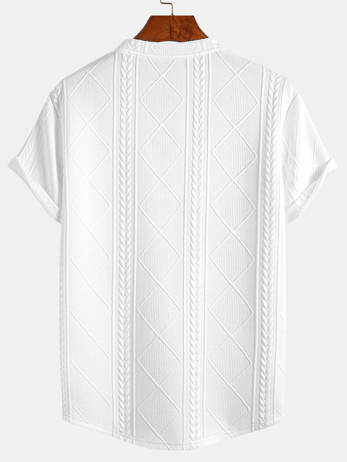 Kortermet geometrisk jacquard buet kant T-skjorte og shorts