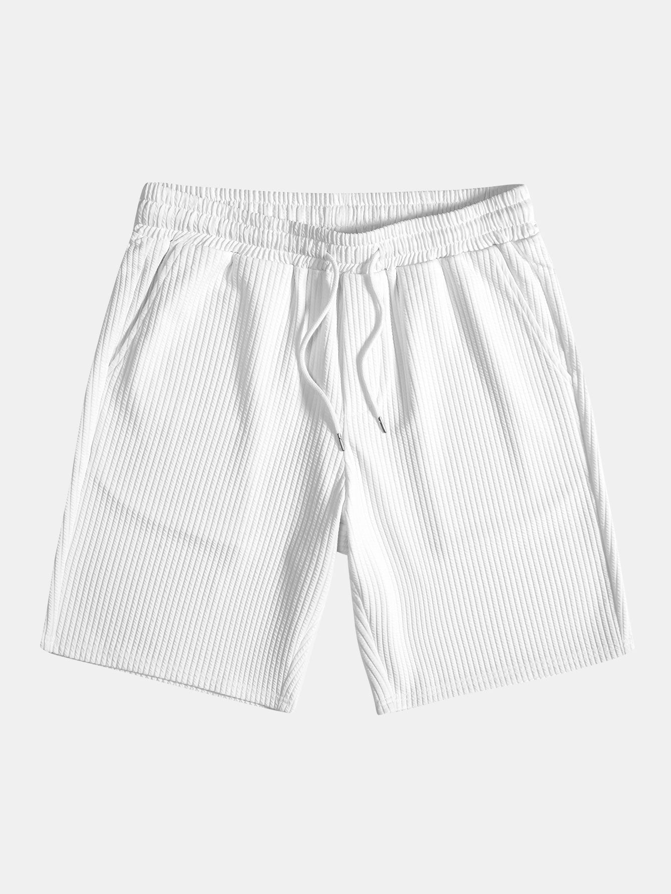 Muskelpassform ribbet stående krage skjorte og shorts