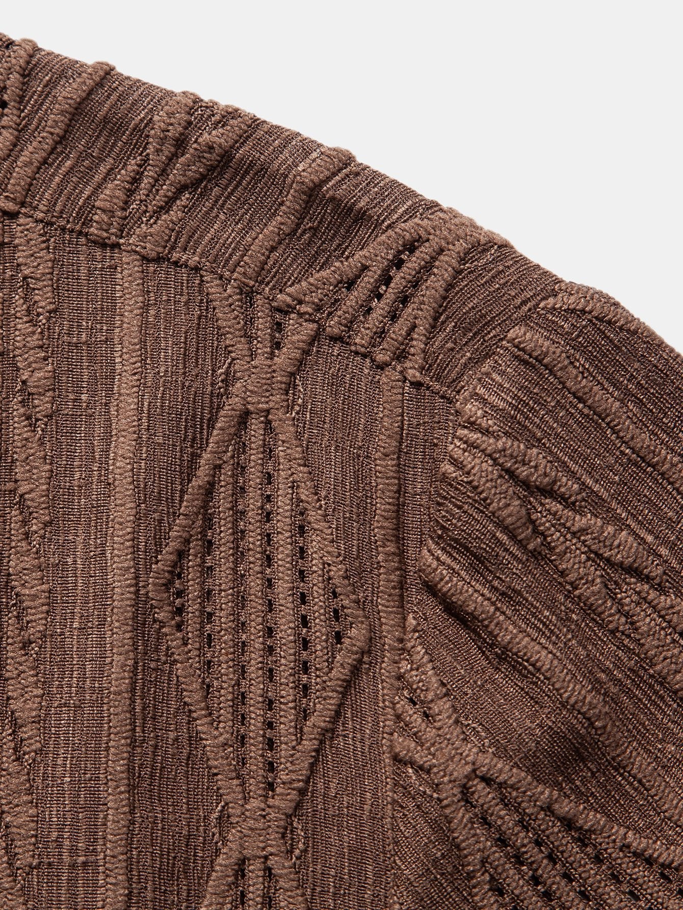Geometrisk jacquard eyelet cubansk skjorte og krøllete tekstur trekksnor korte bukser