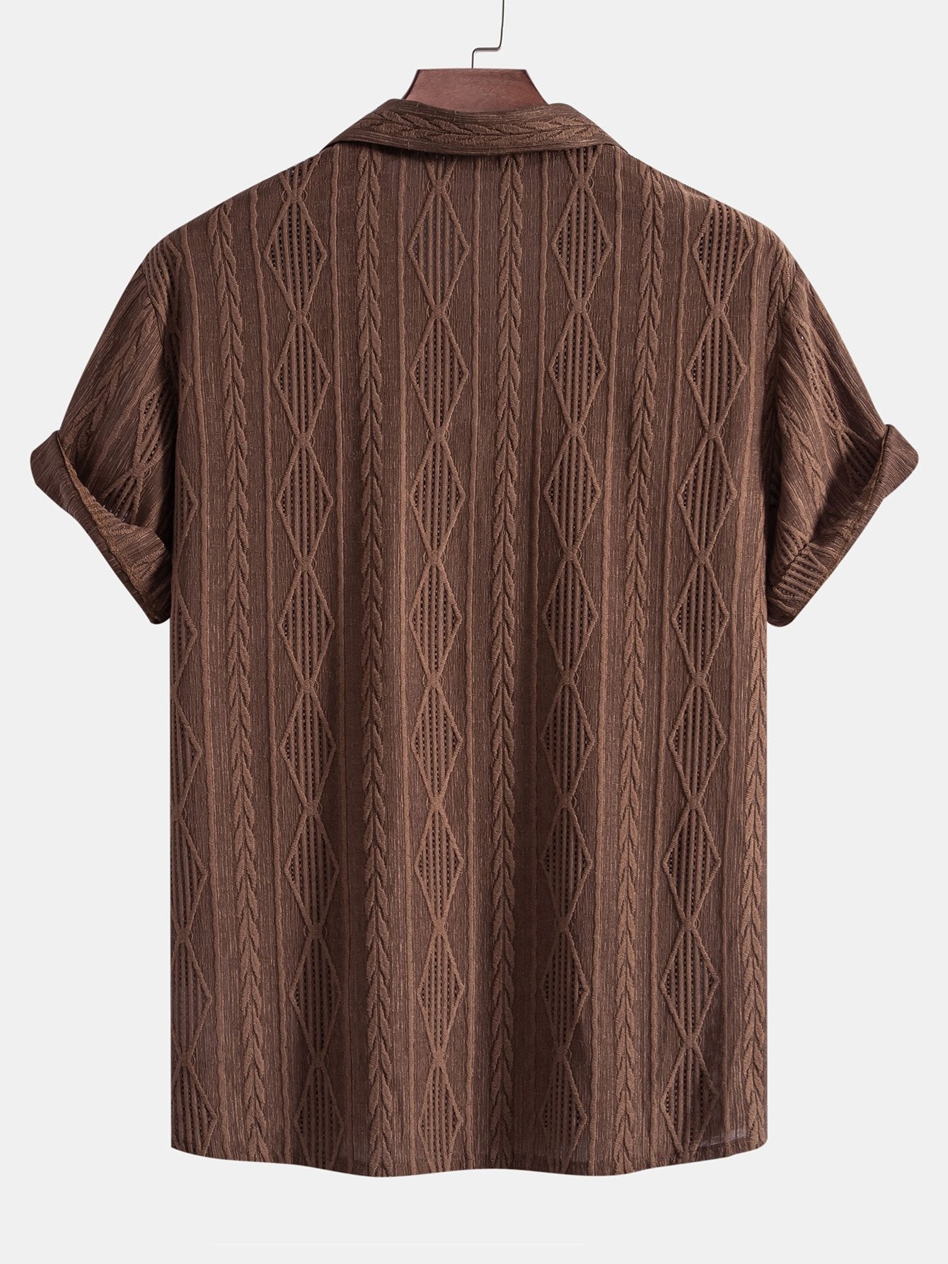 Geometrisk jacquard kubansk skjorte og rett linbukse