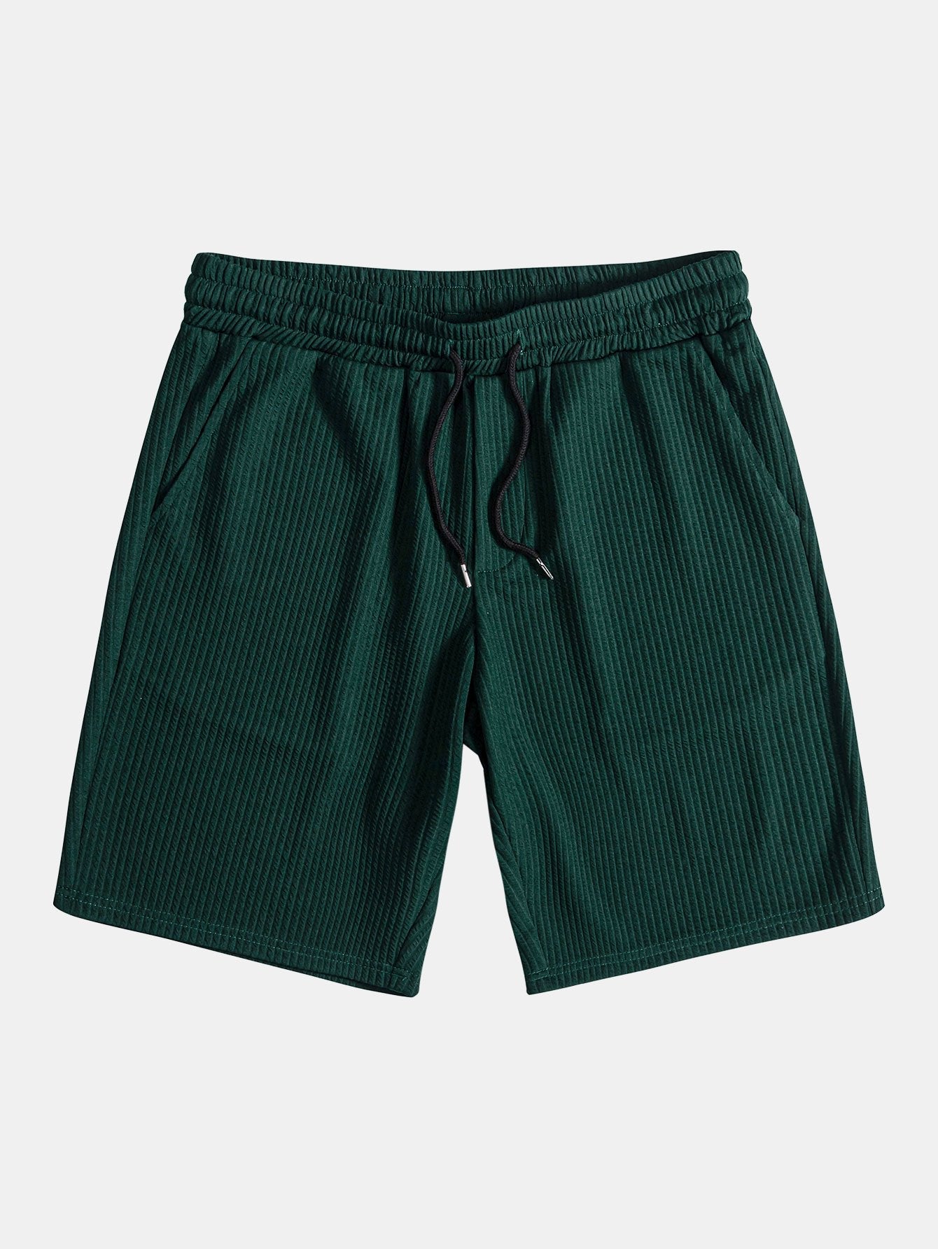 Muskelpassform ribbet stående krage skjorte og shorts