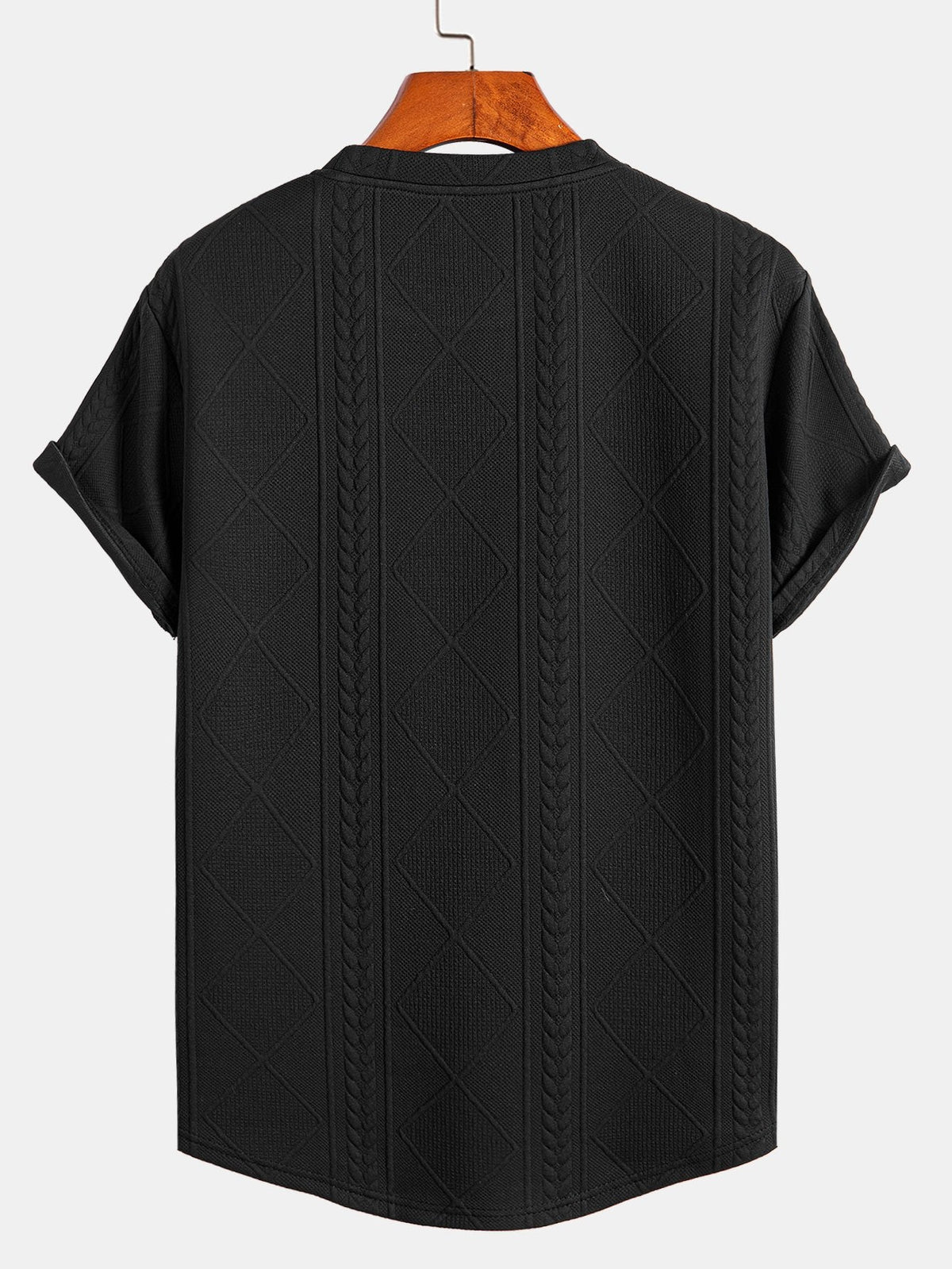 Kortermet geometrisk jacquard buet kant T-skjorte og shorts