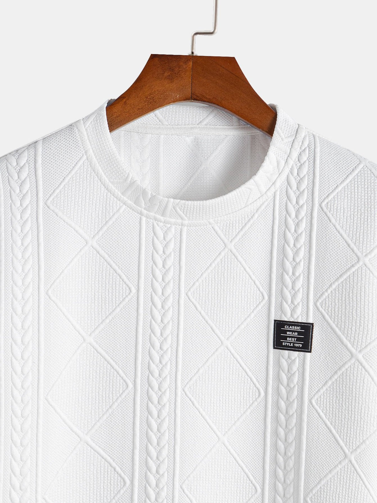 Kortermet geometrisk jacquard buet kant T-skjorte og shorts