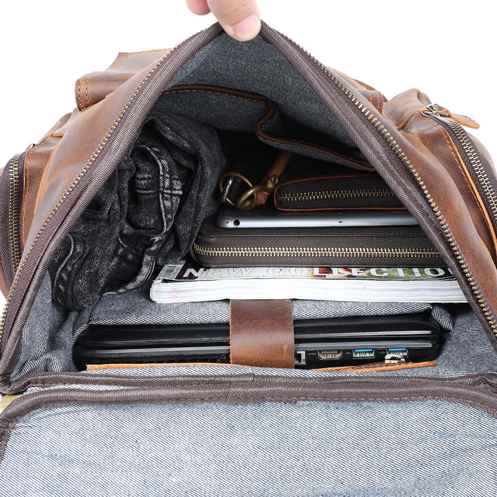 Charles - Herres lær laptop ryggsekk