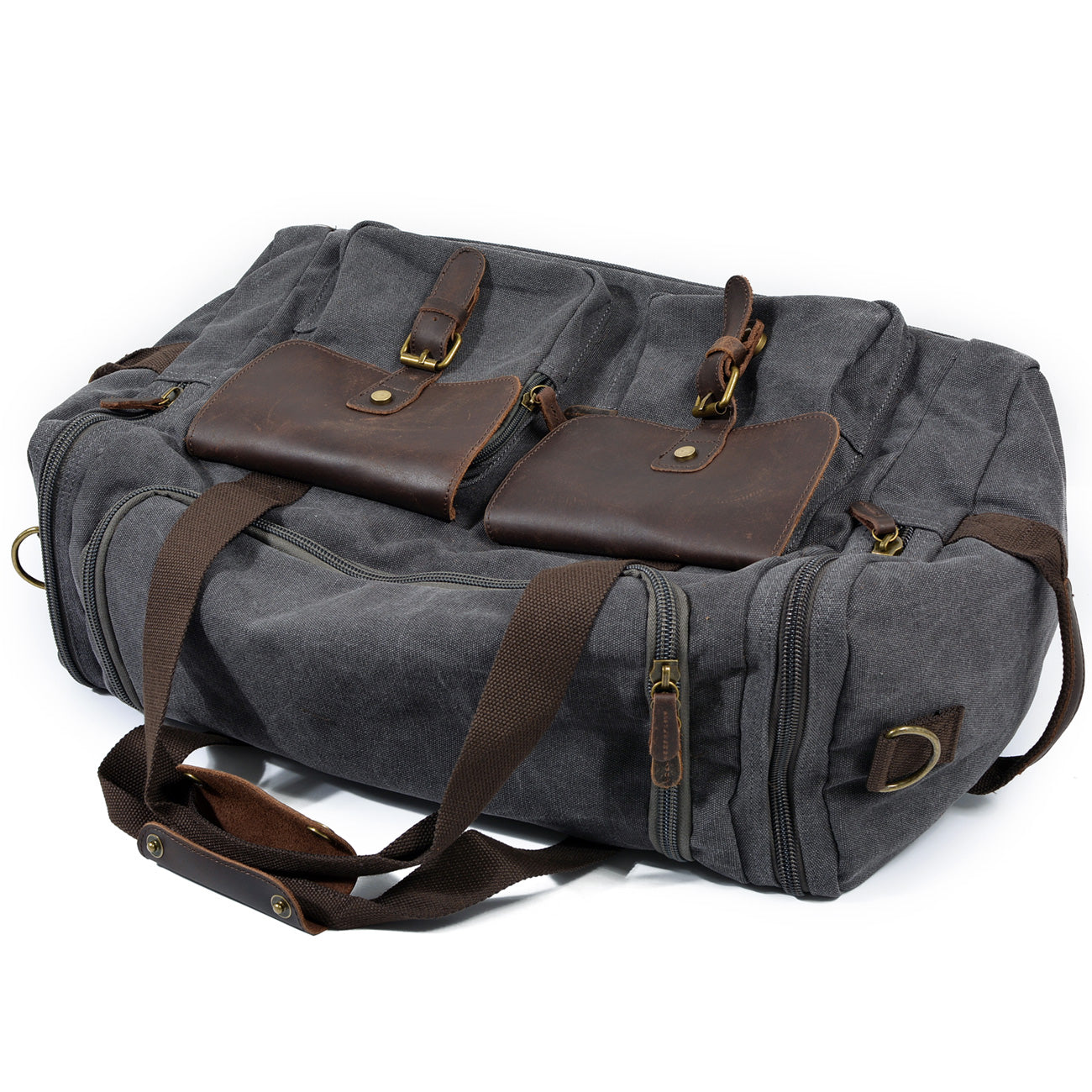 David - Herre duffelbag i kanvas i skinn