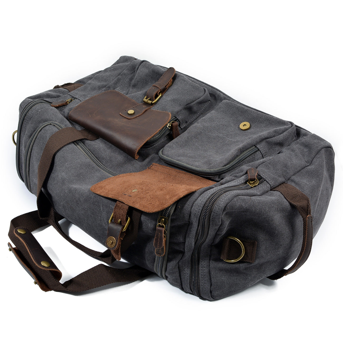 David - Herre duffelbag i kanvas i skinn