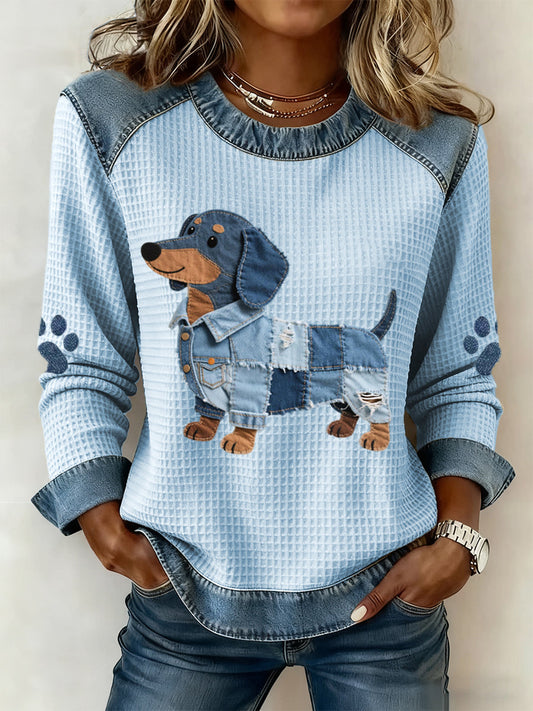 Calyné | Myk patchwork-bluse med valpemotiv