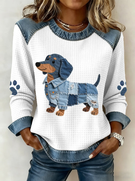 Calyné | Myk patchwork-bluse med valpemotiv