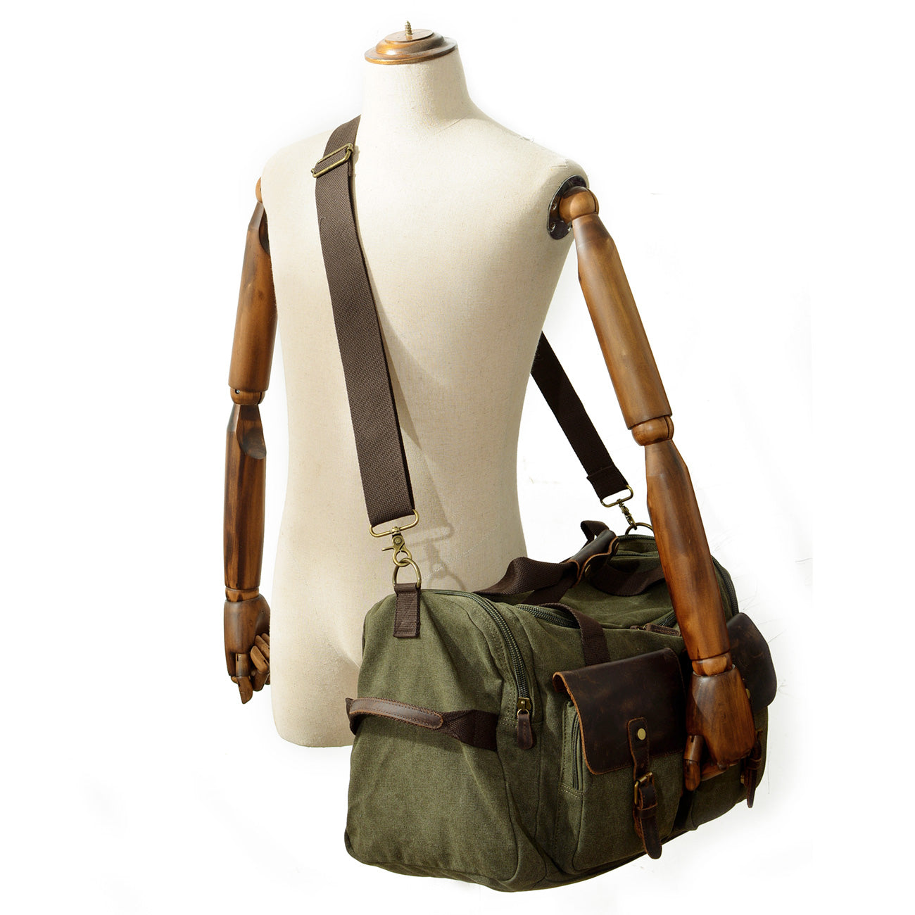 David - Herre duffelbag i kanvas i skinn
