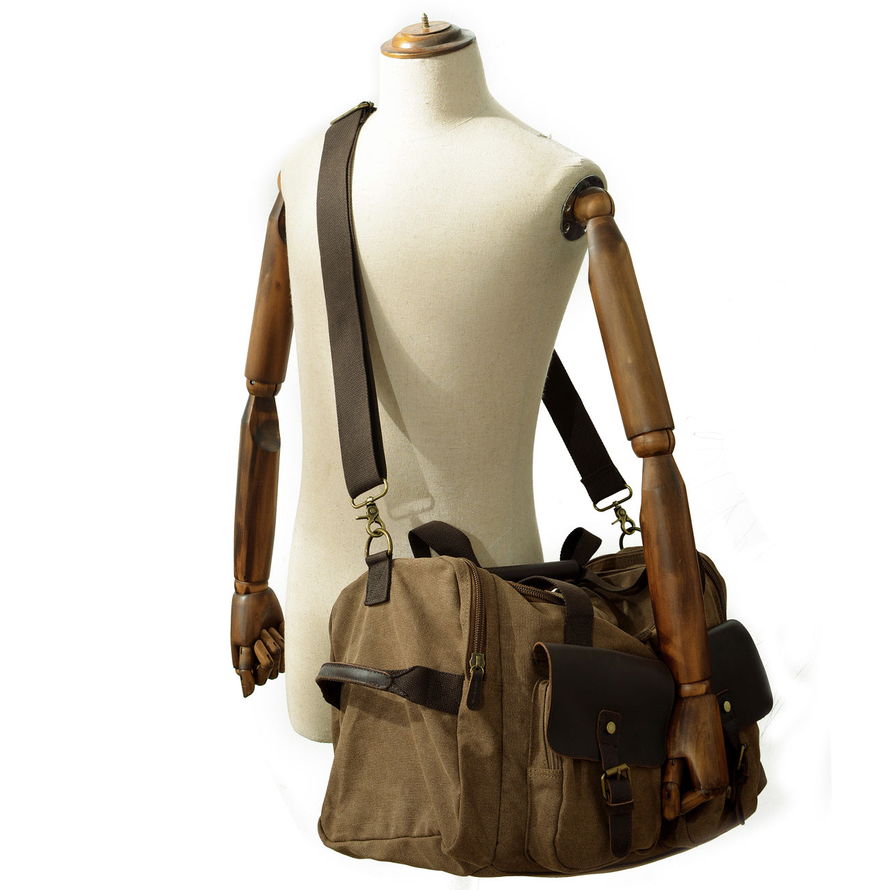 David - Herre duffelbag i kanvas i skinn