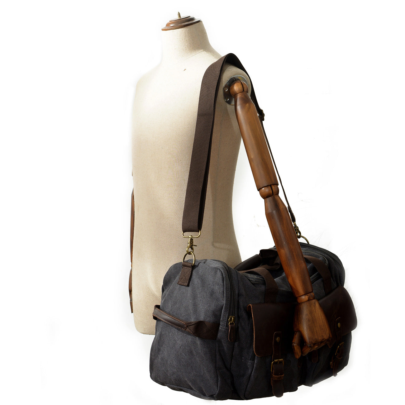 David - Herre duffelbag i kanvas i skinn